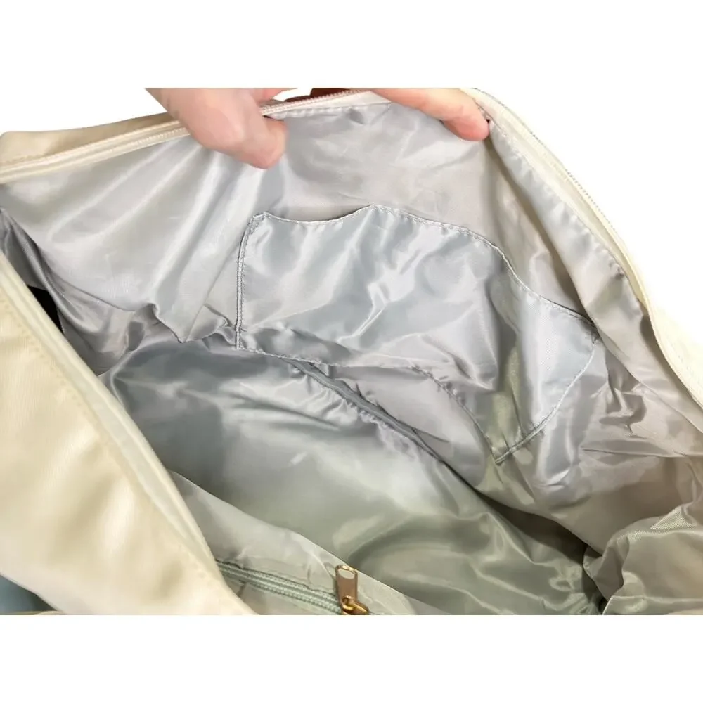 EKTRONIK Cream Carry On Travel Bag  Duffel Bag Shoe Compartment Luggage Sleeve